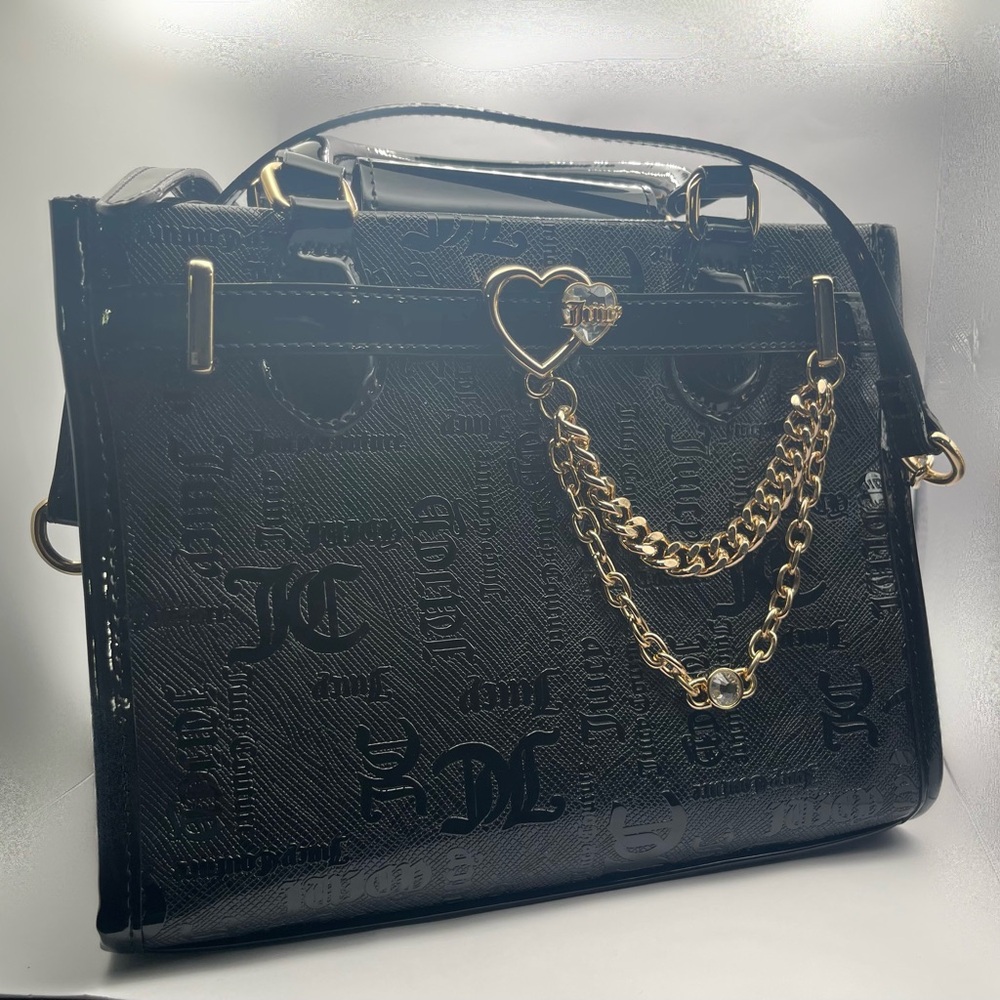 Bird by Juicy Couture Black Satchel with Gold Chain